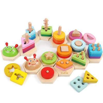 Wooden Shape Sorting Stacking Puzzle