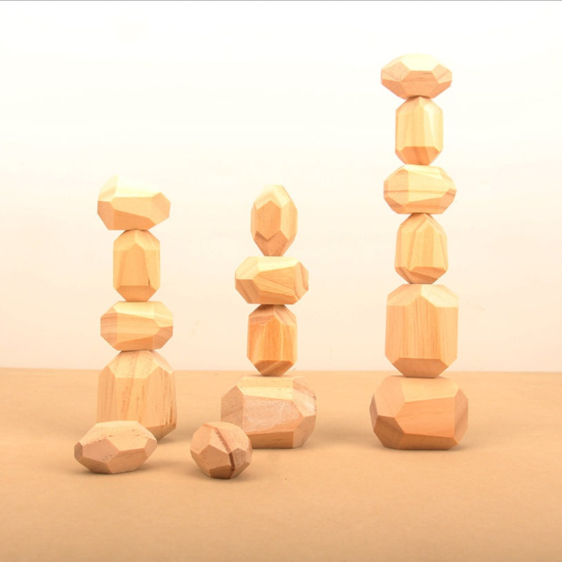 Wooden Stone Stacking Blocks Toys