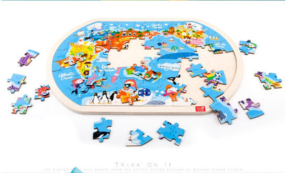 Wooden Puzzle World Children's Toys Gift Baby Educational Toys