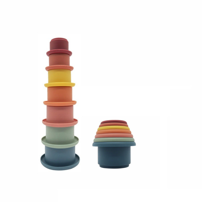 Baby Stacked Cup Stacking Interactive Jenga Children Silicone Infant Educational Toys